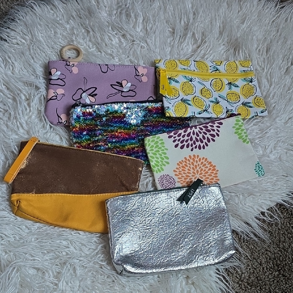 ipsy Clutch and Wristlet Set - Floral, Lemon, Rainbow, Gold, Silver
